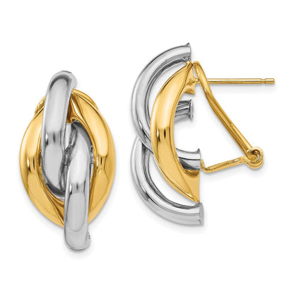 14K Bicolor Wirbel Omega Rückseite Ohrstecker