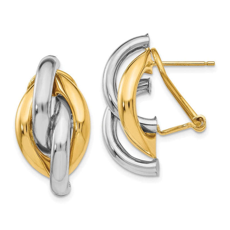 14K Bicolor Wirbel Omega Rückseite Ohrstecker