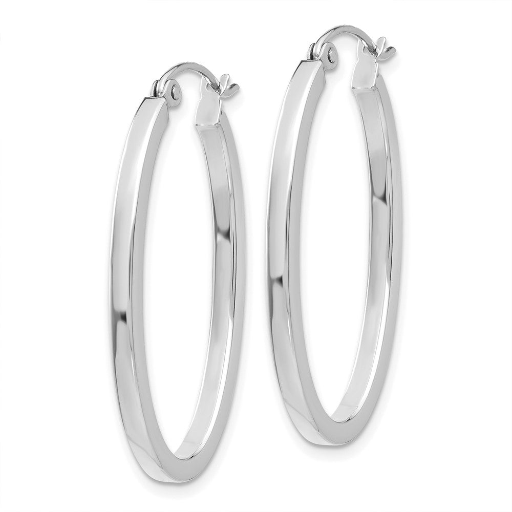 14K Weißgold Oval Creolen