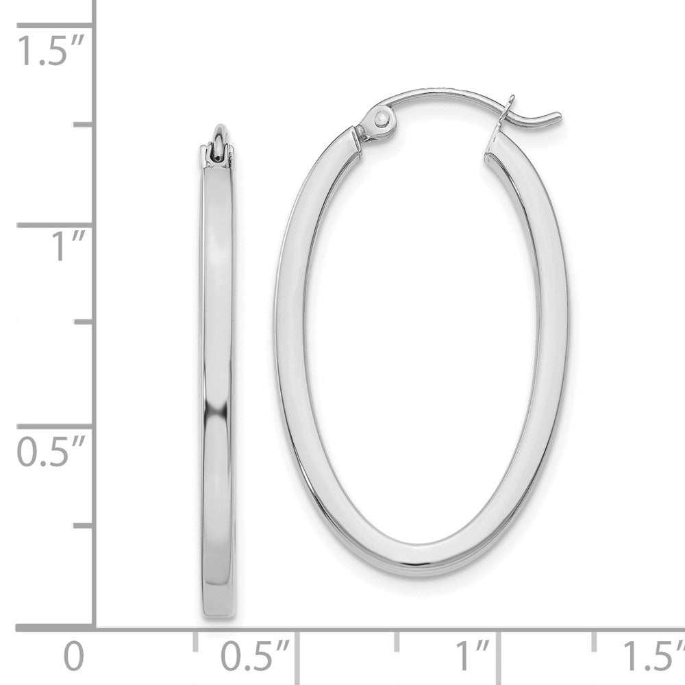 14K Weißgold Oval Creolen