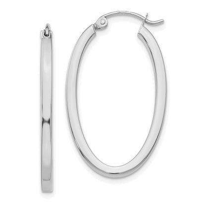 14K Weißgold Oval Creolen