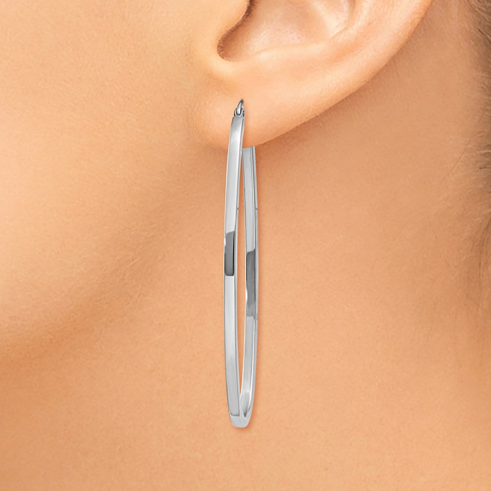 14K Weißgold Groß Oval Creolen