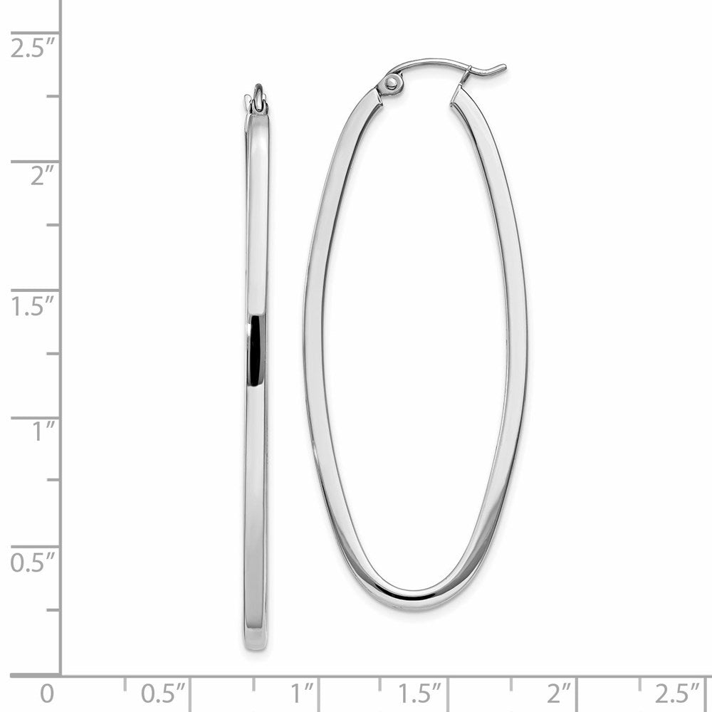 14K Weißgold Groß Oval Creolen