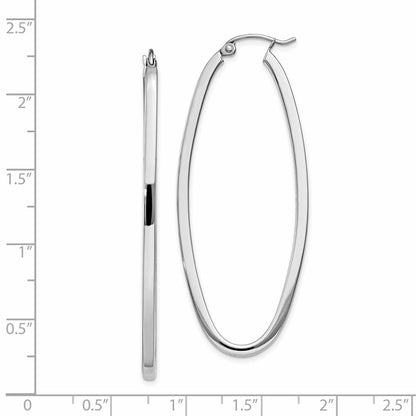 14K Weißgold Groß Oval Creolen