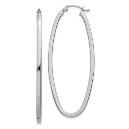 14K Weißgold Groß Oval Creolen