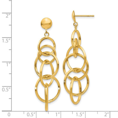 14K Gelbgold Kreis Tropfen Ohrstecker