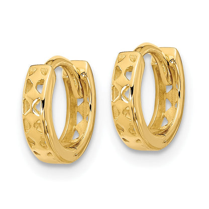 14K Gelbgold Ausgeschnitten Design Klappbar Creolen
