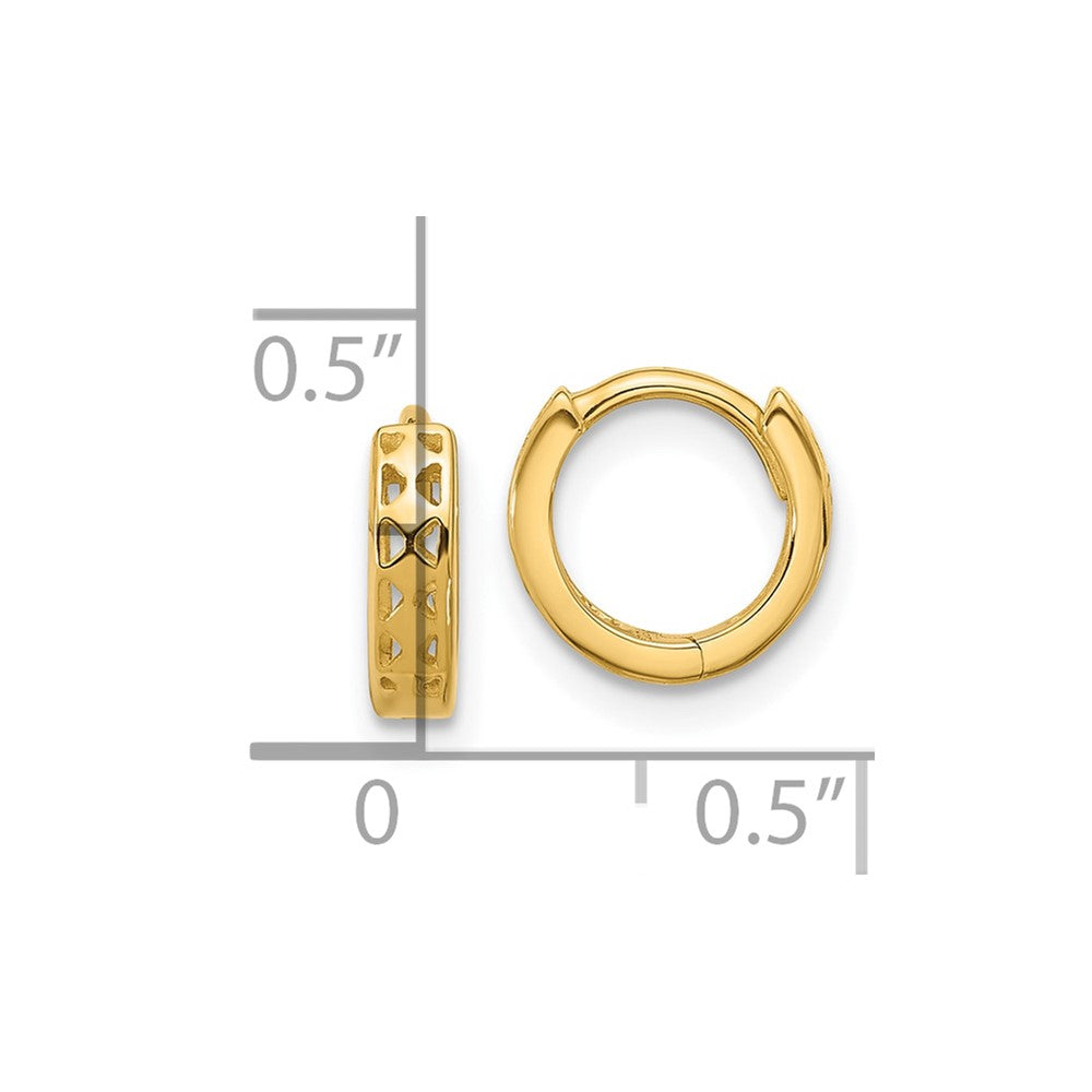 14K Gelbgold Ausgeschnitten Design Klappbar Creolen