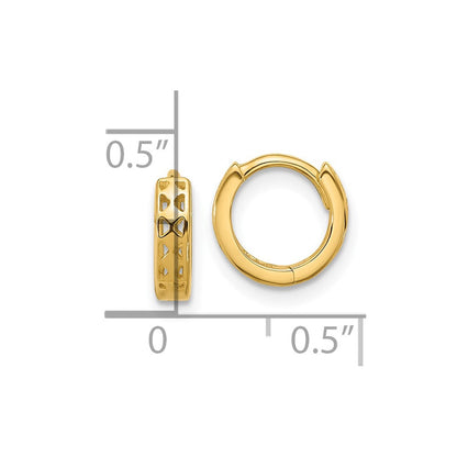 14K Gelbgold Ausgeschnitten Design Klappbar Creolen