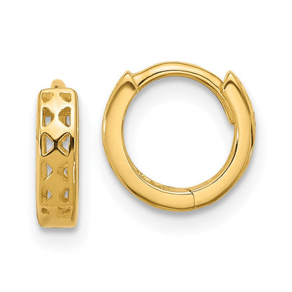 14K Gelbgold Ausgeschnitten Design Klappbar Creolen