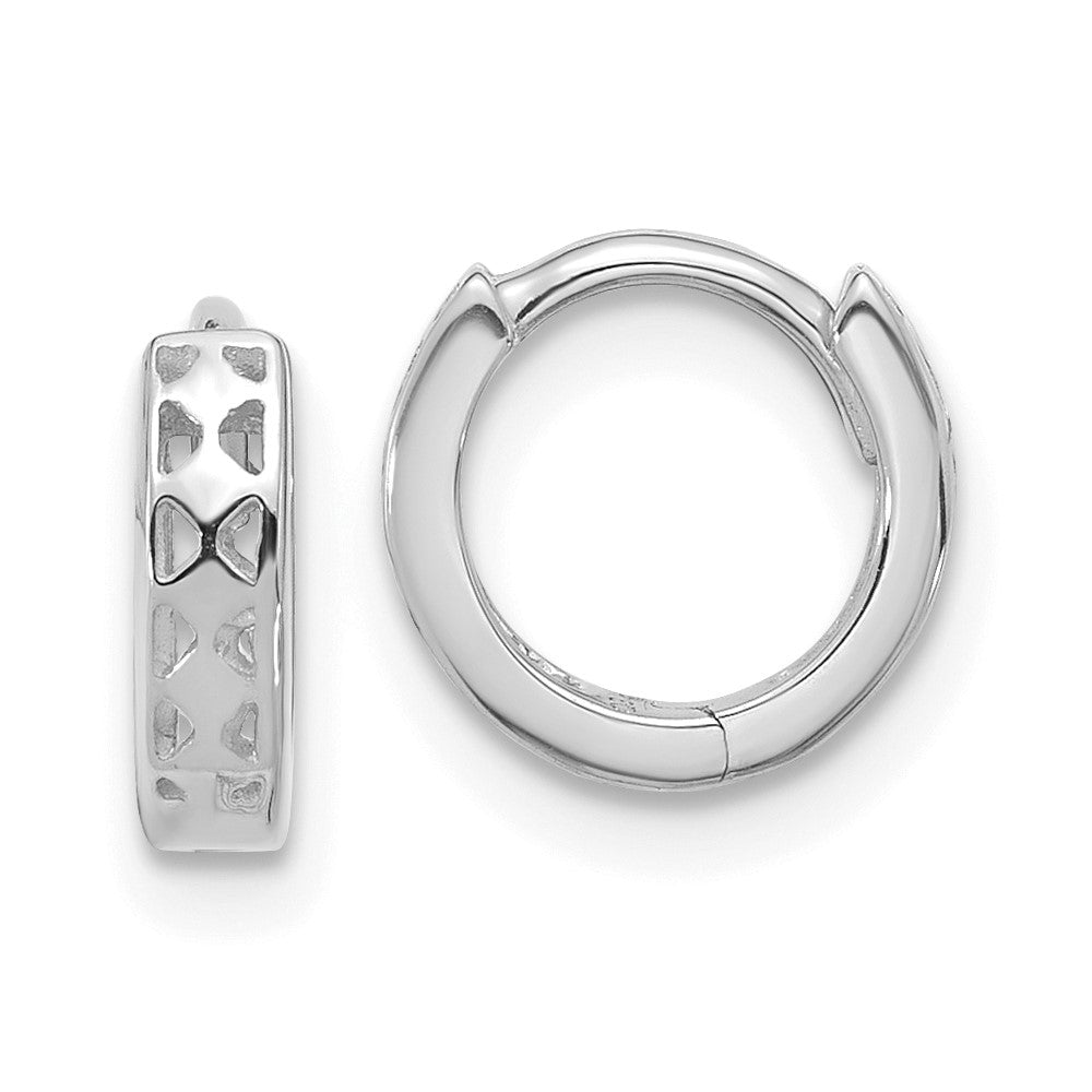 14K Weißgold Ausgeschnitten Design Klappbar Creolen
