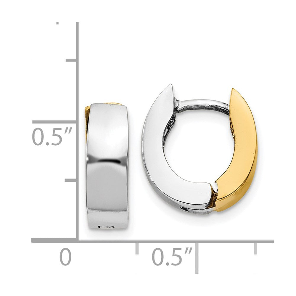 14K Bicolor Poliert Klappbar Creolen