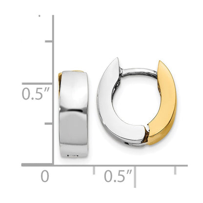 14K Bicolor Poliert Klappbar Creolen