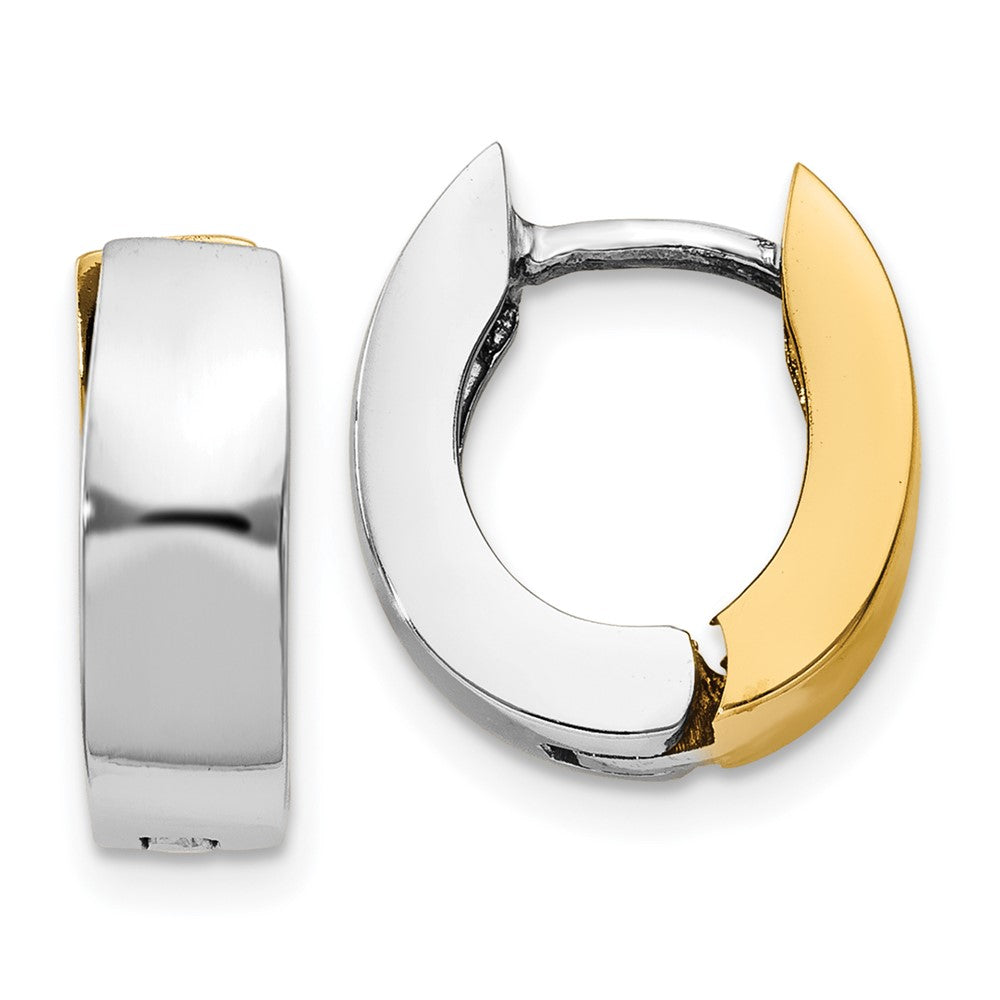14K Bicolor Poliert Klappbar Creolen