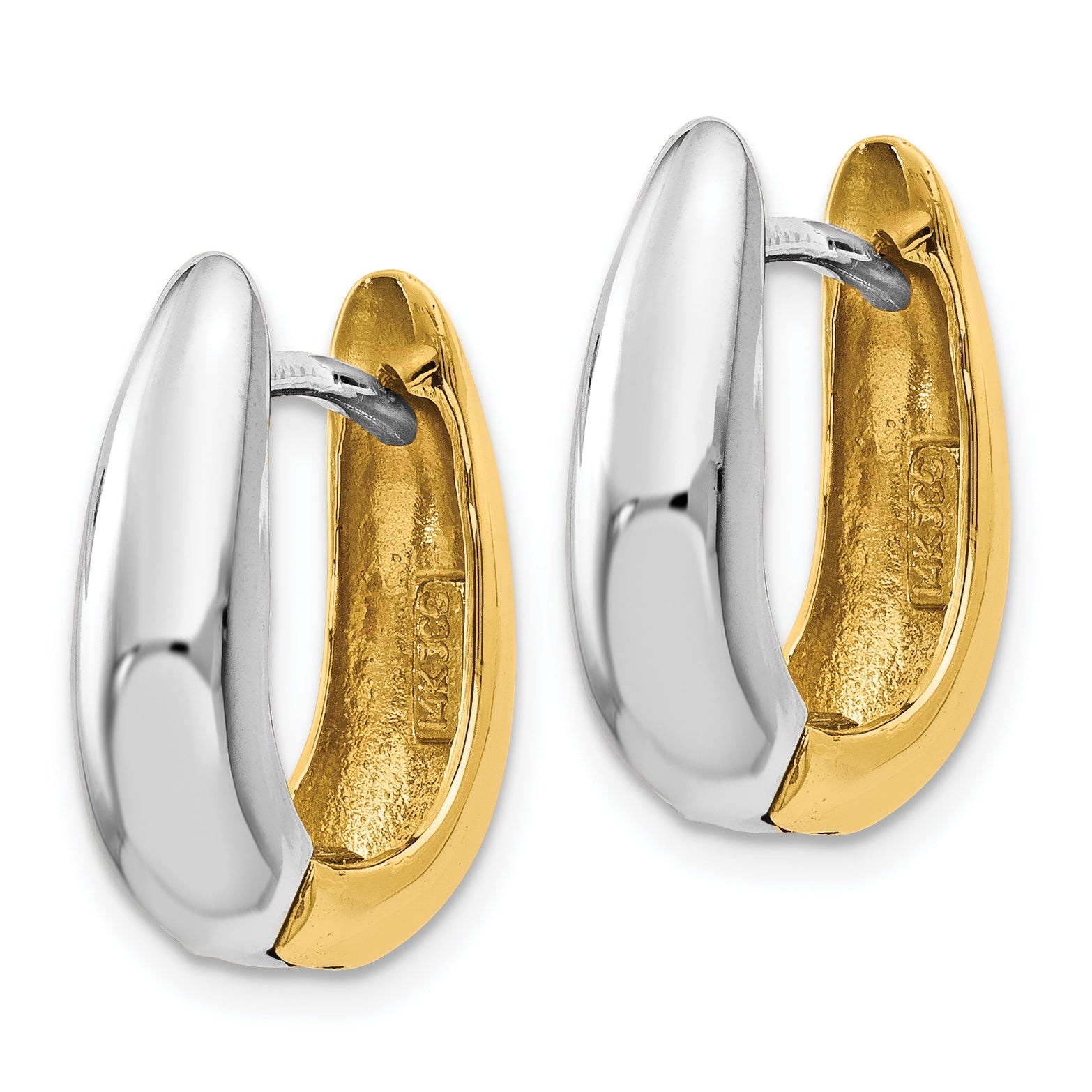 14K Bicolor U Geformt Klappbar Creolen