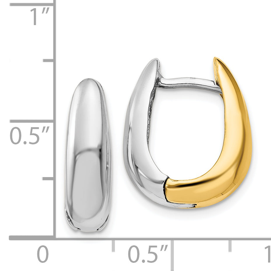 14K Bicolor U Geformt Klappbar Creolen