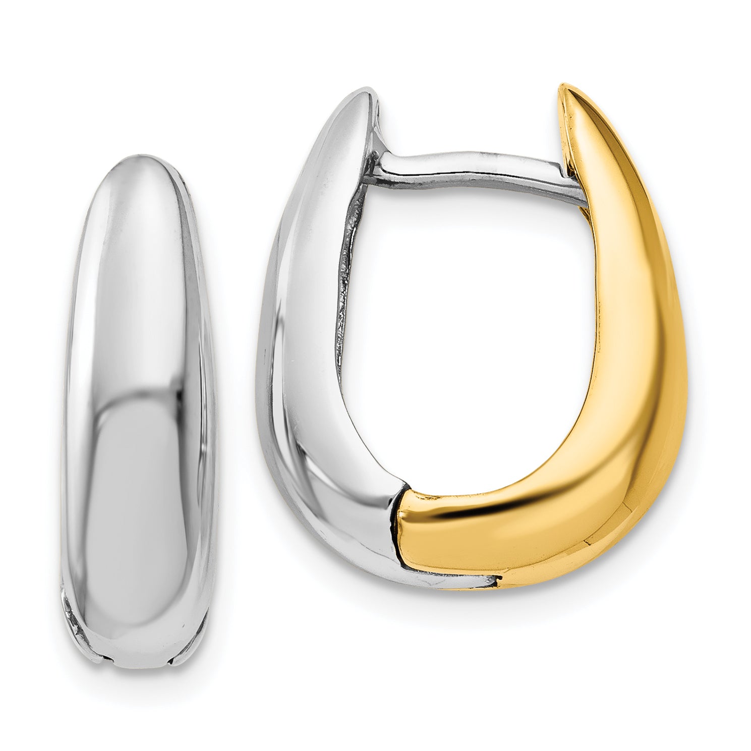 14K Bicolor U Geformt Klappbar Creolen
