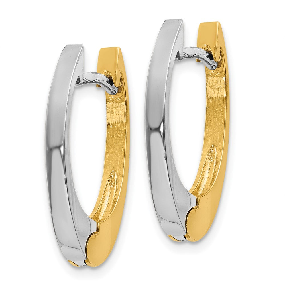 14K Bicolor V Geformt Klappbar Creolen