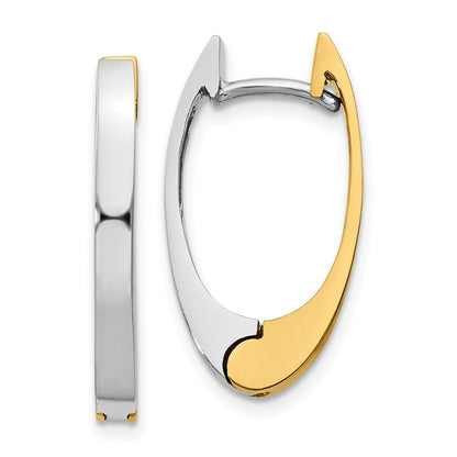 14K Bicolor V Geformt Klappbar Creolen