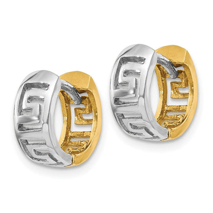 14K Bicolor Greek Key Klappbar Creolen