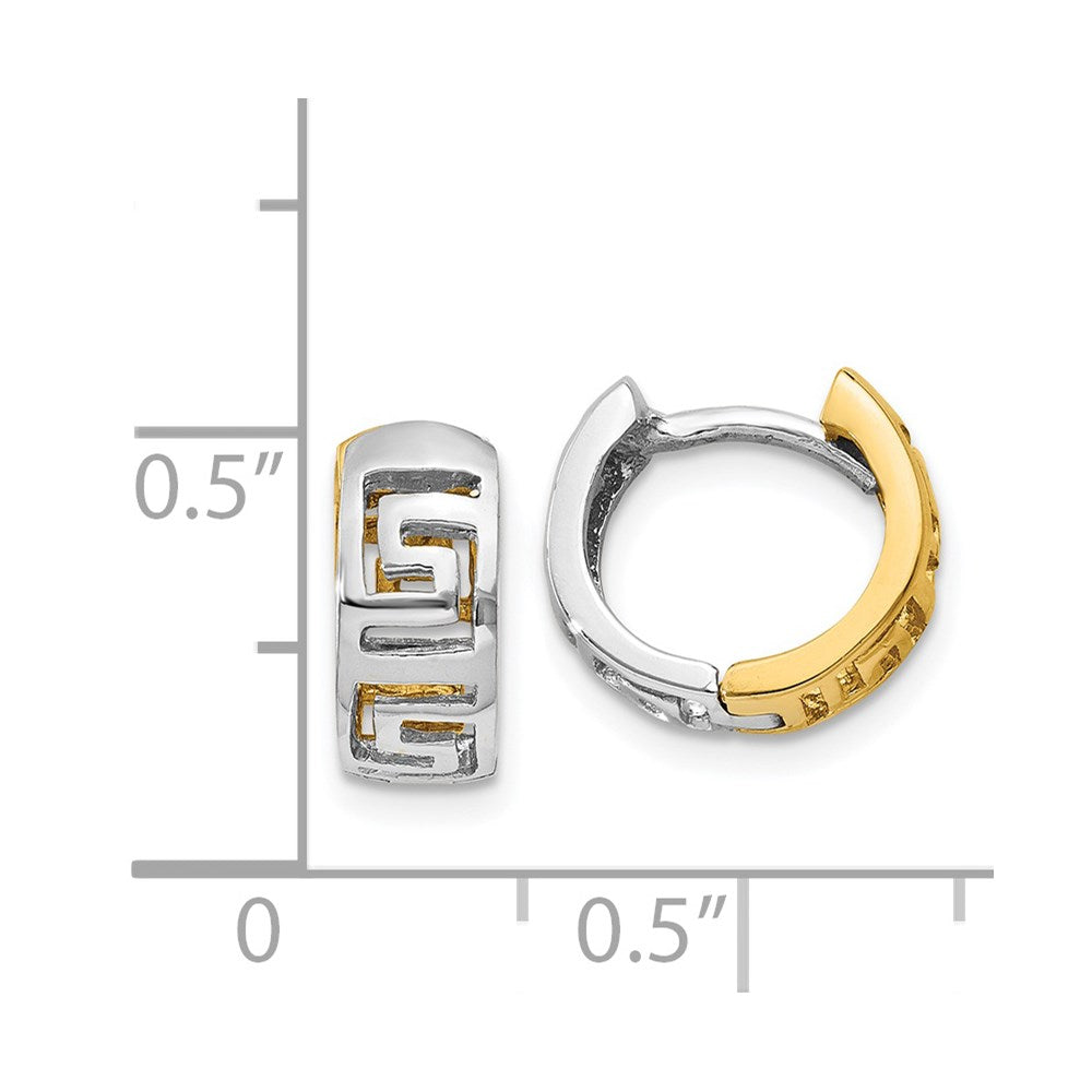 14K Bicolor Greek Key Klappbar Creolen