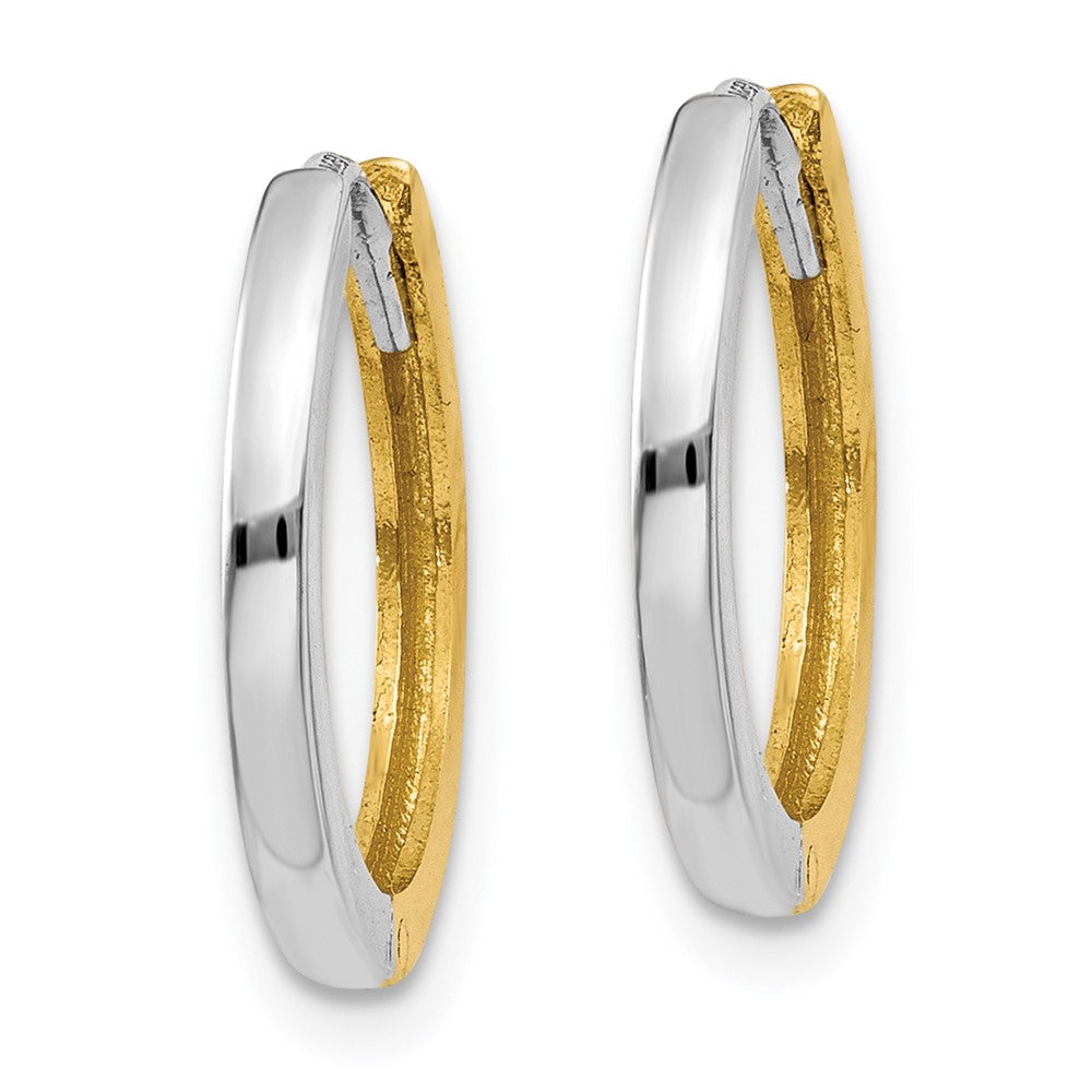 14K Bicolor Rund Klappbar Creolen
