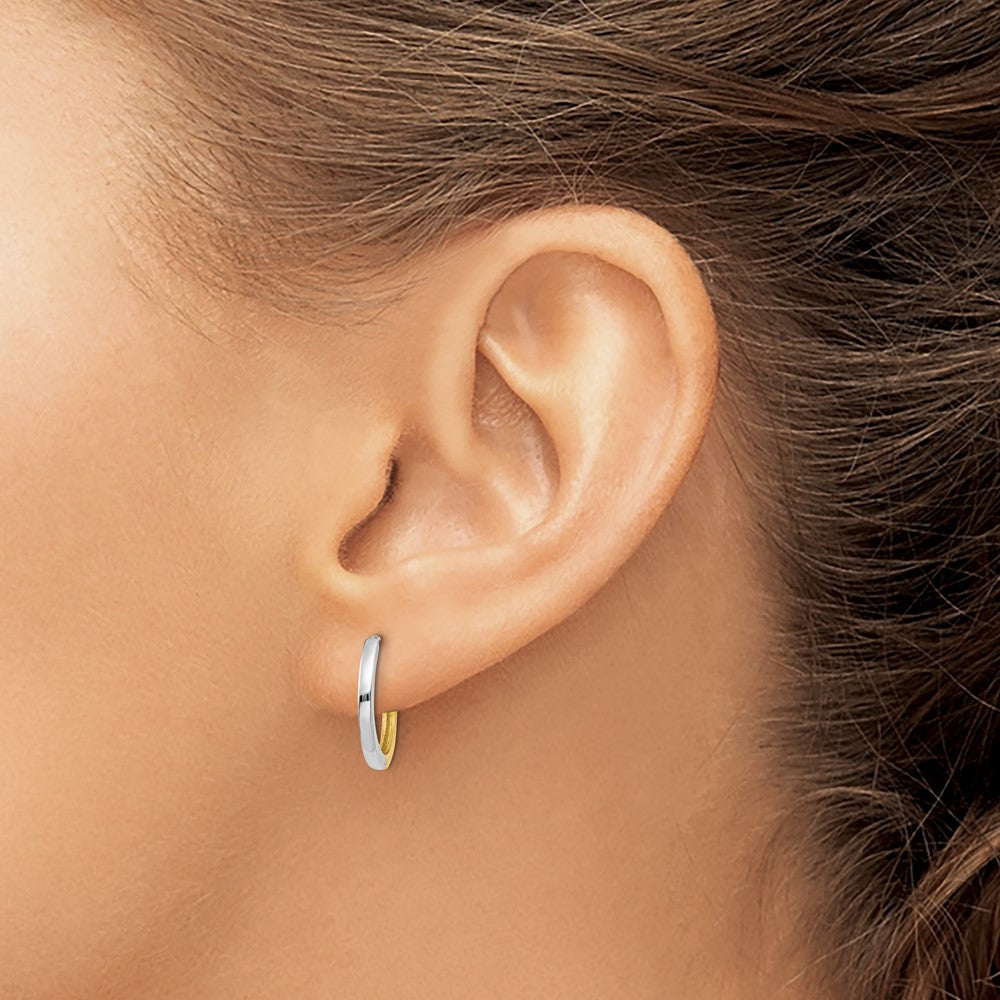 14K Bicolor Rund Klappbar Creolen