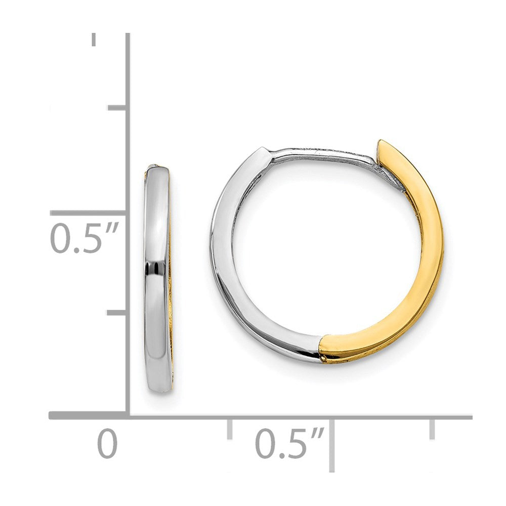 14K Bicolor Rund Klappbar Creolen