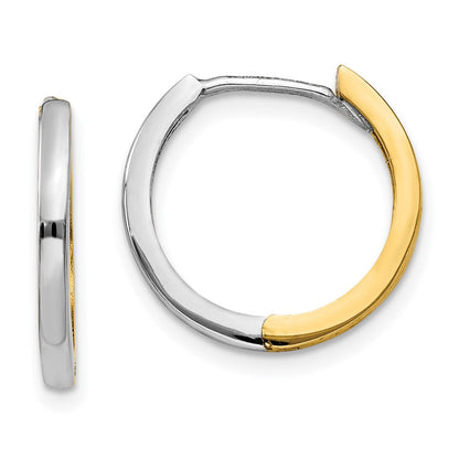14K Bicolor Rund Klappbar Creolen