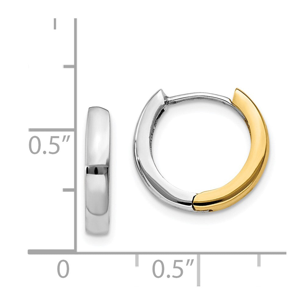 14K Bicolor Rund Klappbar Creolen