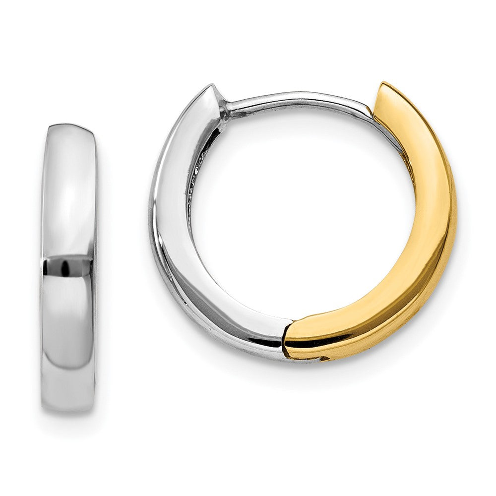 14K Bicolor Rund Klappbar Creolen