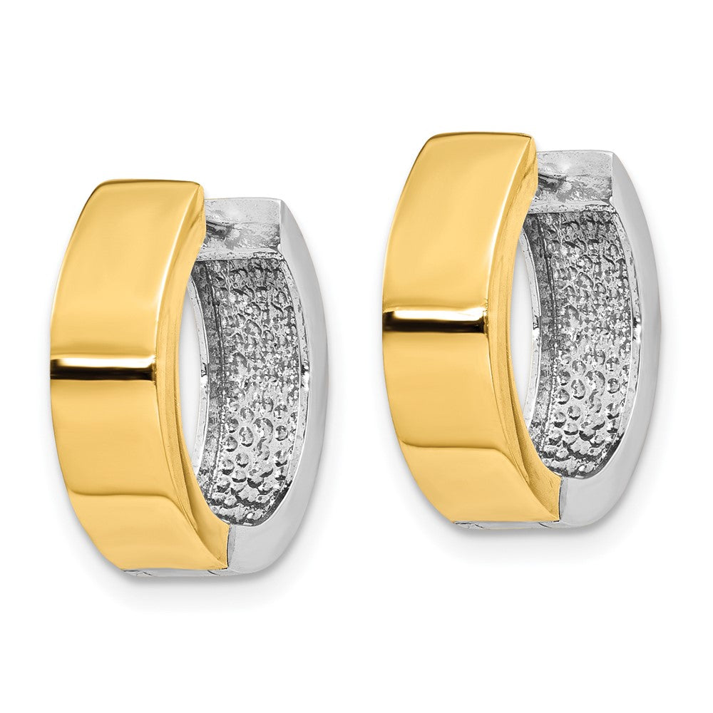 14K Bicolor Rund Klappbar Creolen