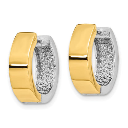 14K Bicolor Rund Klappbar Creolen