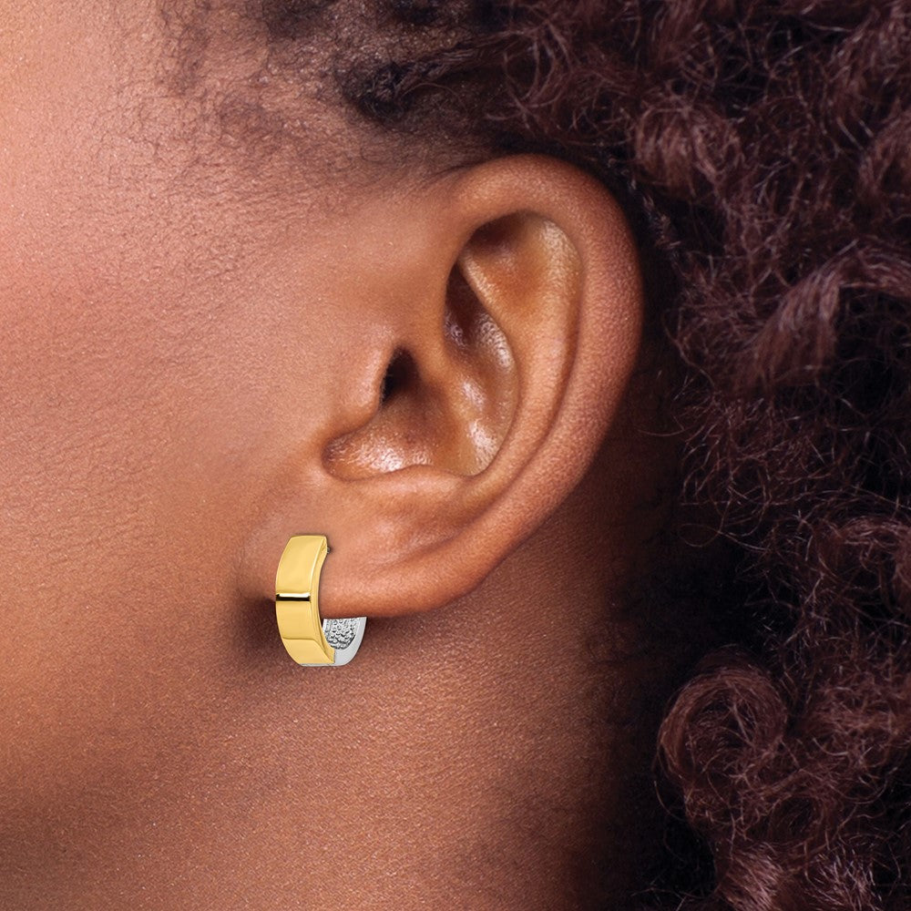 14K Bicolor Rund Klappbar Creolen