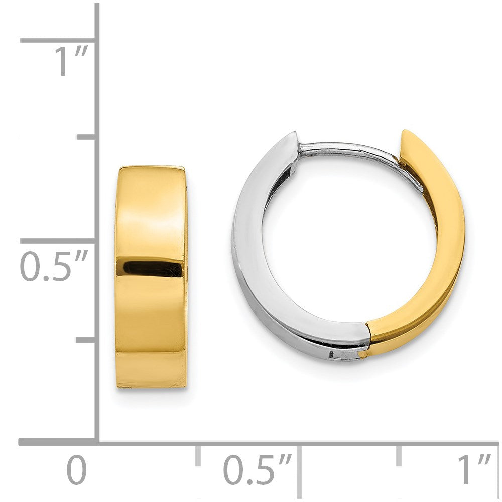 14K Bicolor Rund Klappbar Creolen
