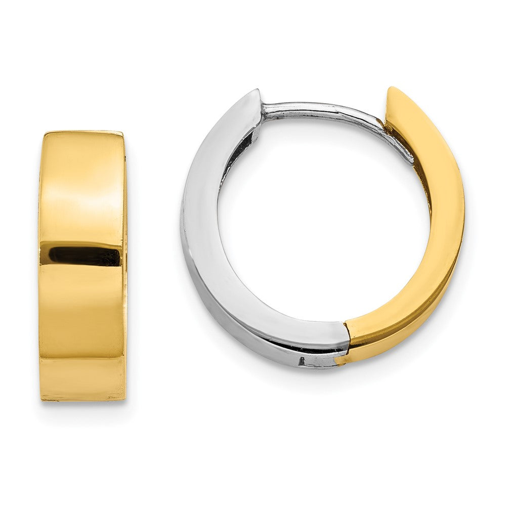 14K Bicolor Rund Klappbar Creolen