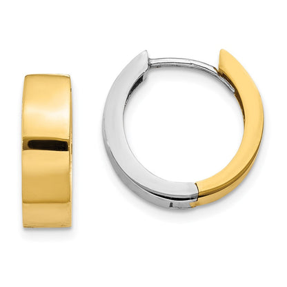 14K Bicolor Rund Klappbar Creolen