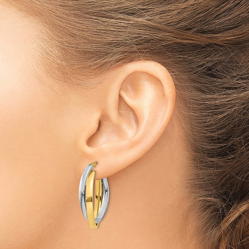 14K Bicolor Oval Creolen