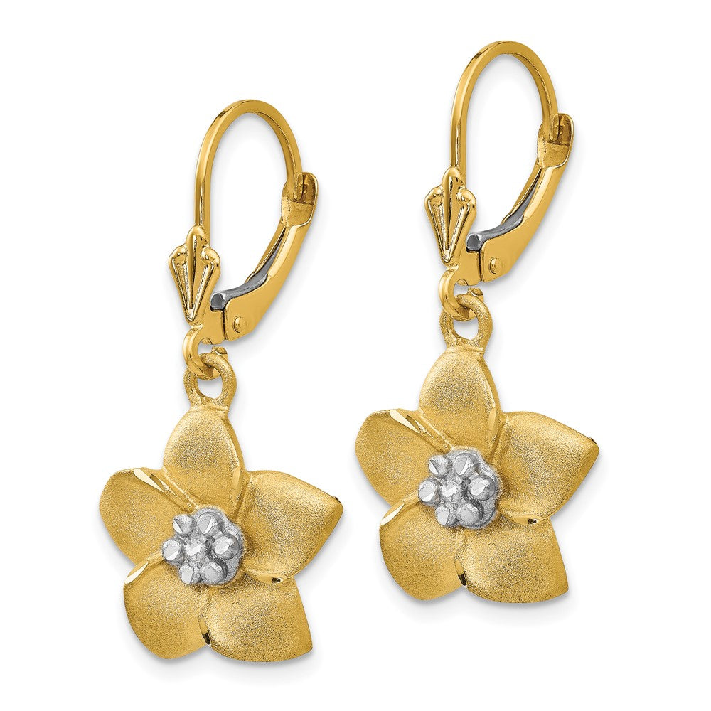 14K Gelb & Rhodium und Plumeria Ohrringe