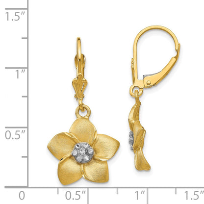 14K Gelb & Rhodium und Plumeria Ohrringe