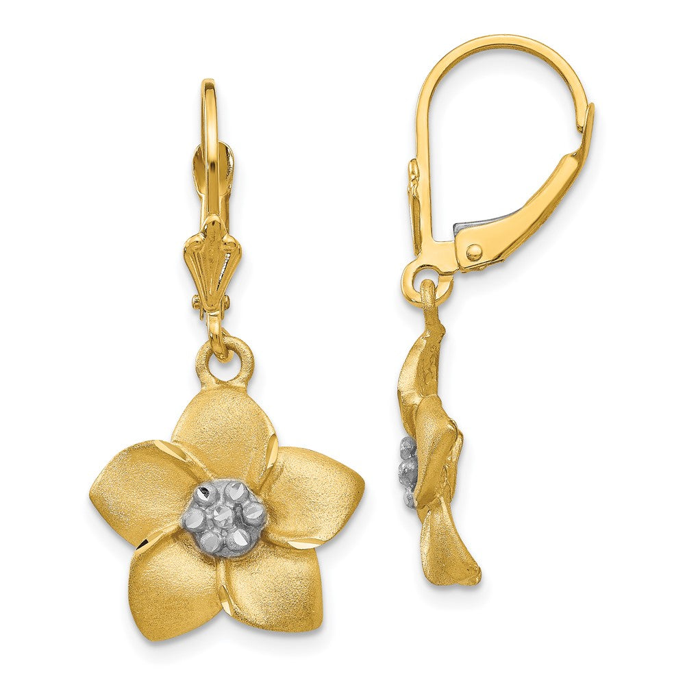 14K Gelb & Rhodium und Plumeria Ohrringe