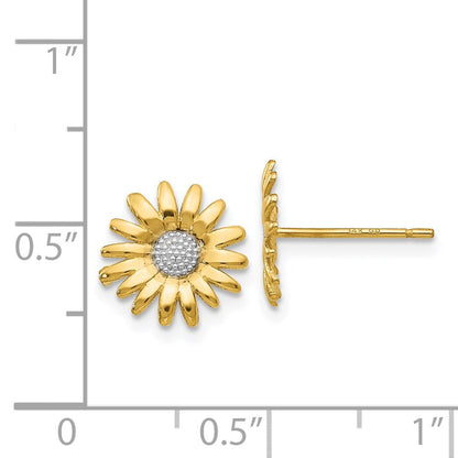 14K Gelb & Rhodium Mini Gänseblümchen Ohrstecker