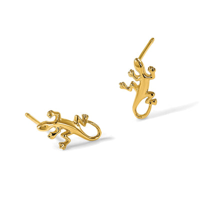14K Gelbgold Poliert Gecko Ohrstecker