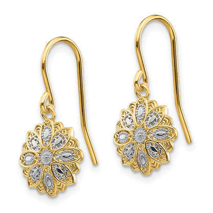 14K Gelb & Rhodium Diamantiert Poliert Fantasie Ohrhänger
