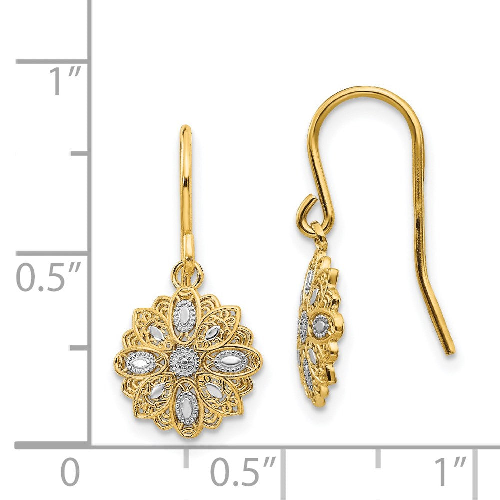14K Gelb & Rhodium Diamantiert Poliert Fantasie Ohrhänger