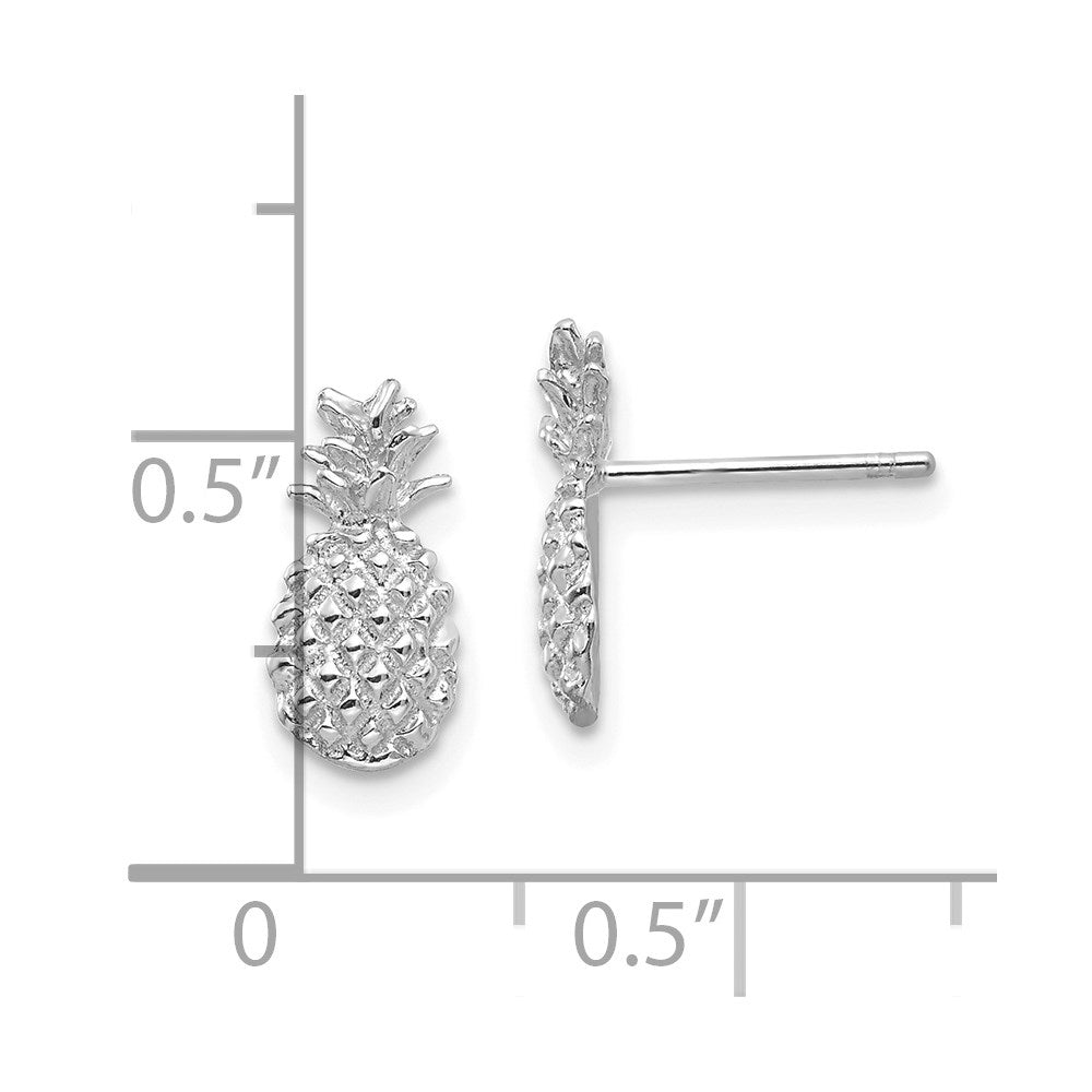 14K Weißgold Poliert und Strukturiert Pineapple Ohrstecker