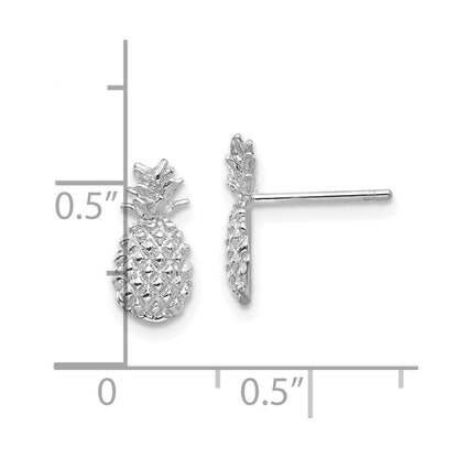 14K Weißgold Poliert und Strukturiert Pineapple Ohrstecker