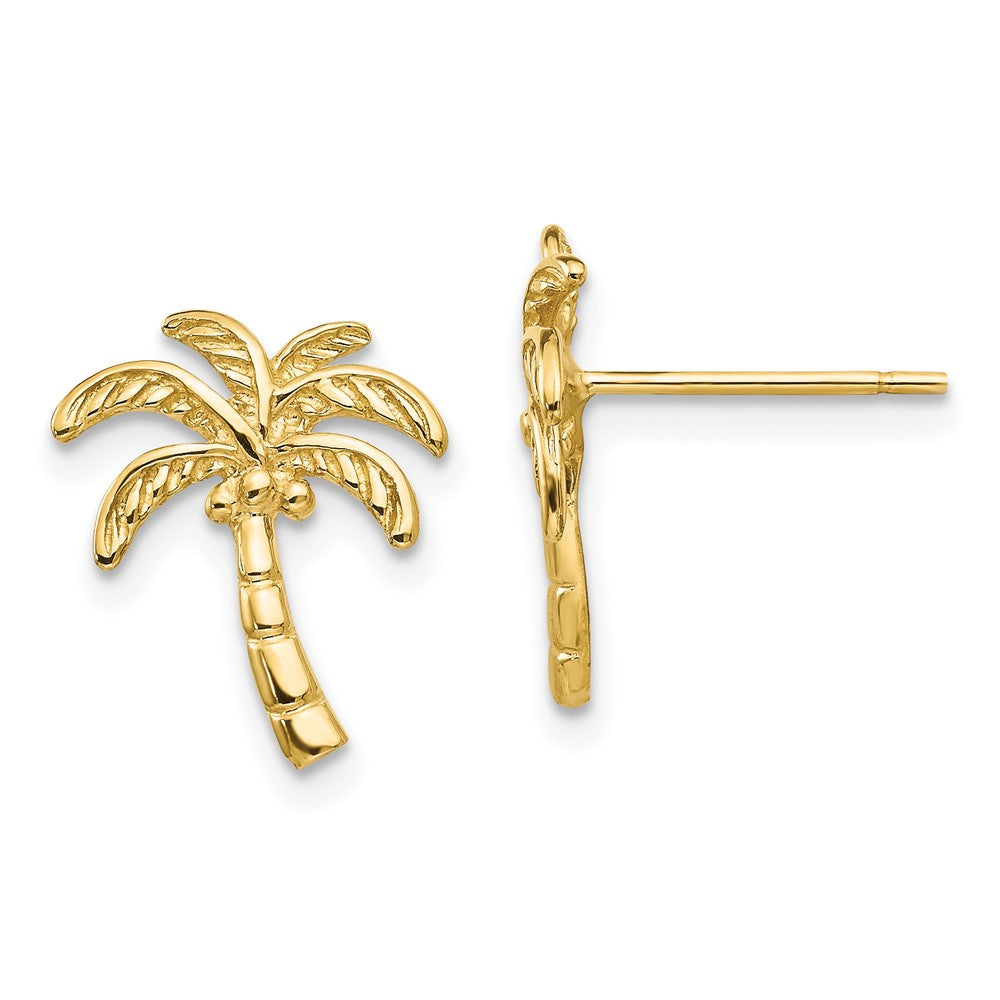 14K Gelbgold Palme Baum Ohrstecker