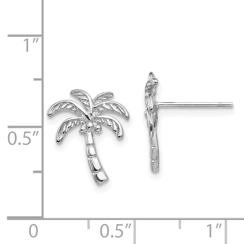 14K Weißgold Palme Baum Ohrstecker