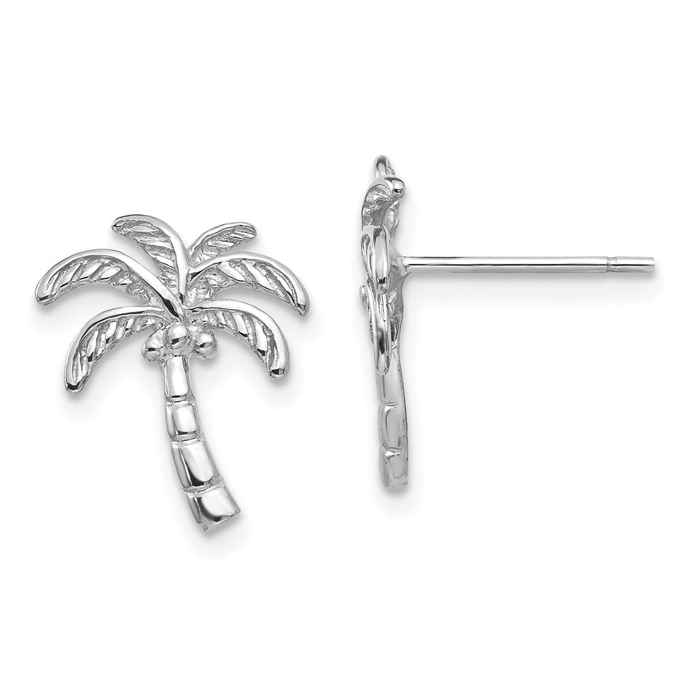 14K Weißgold Palme Baum Ohrstecker